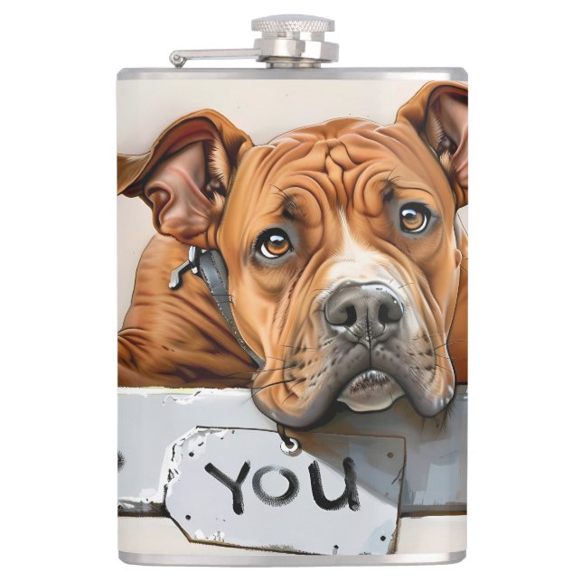 Dog Miss You Flask Flachmann (Vorderseite)