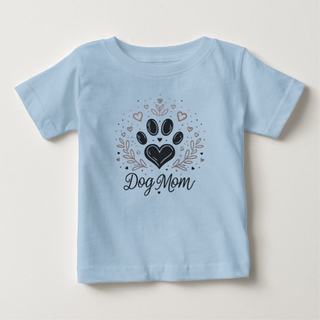 Dog Mom Baby Toddler Paw Heart Baby T-shirt (Vorderseite)