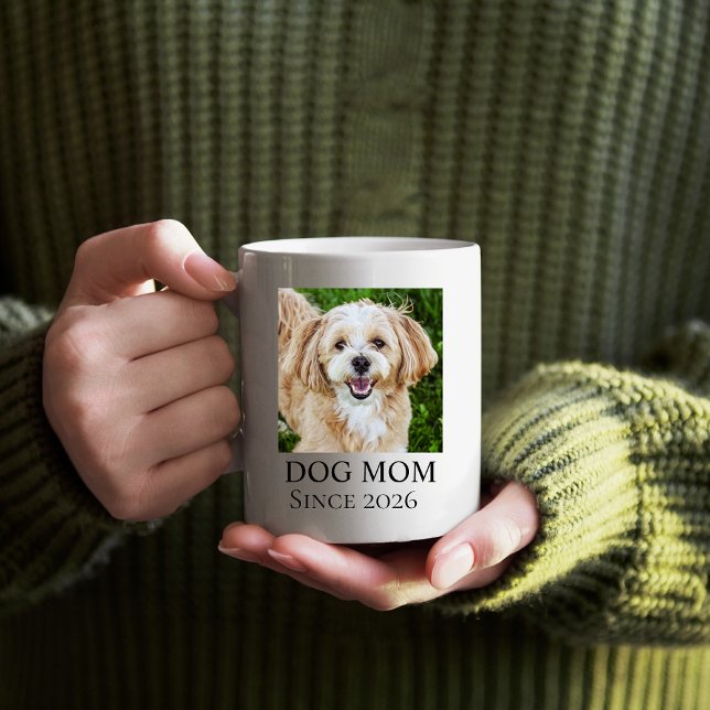 Dog Mom Custom Dog Photo Kaffeetasse (Dog mom since mug)