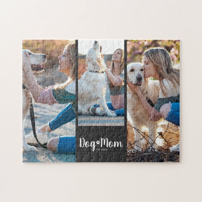 Dog Mom Established Modern Script Black 3 Photo  (Horizontal)