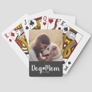 Dog Mom Established Schrift Foto Spielkarten