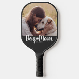 Dog Mom Established Script Photo Pickleball Schläger
