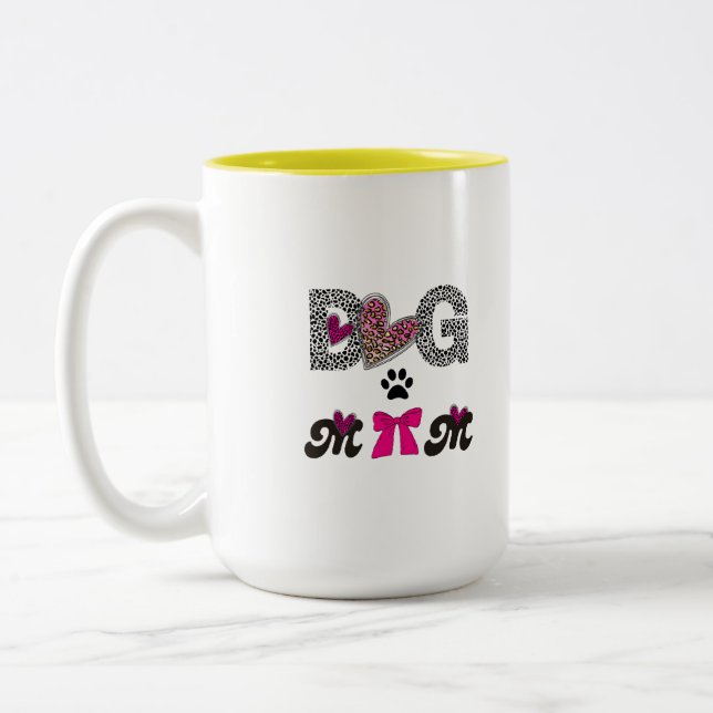 Dog Mom Leopard Heart Mug -Mom Lover Gift  (Gauche)
