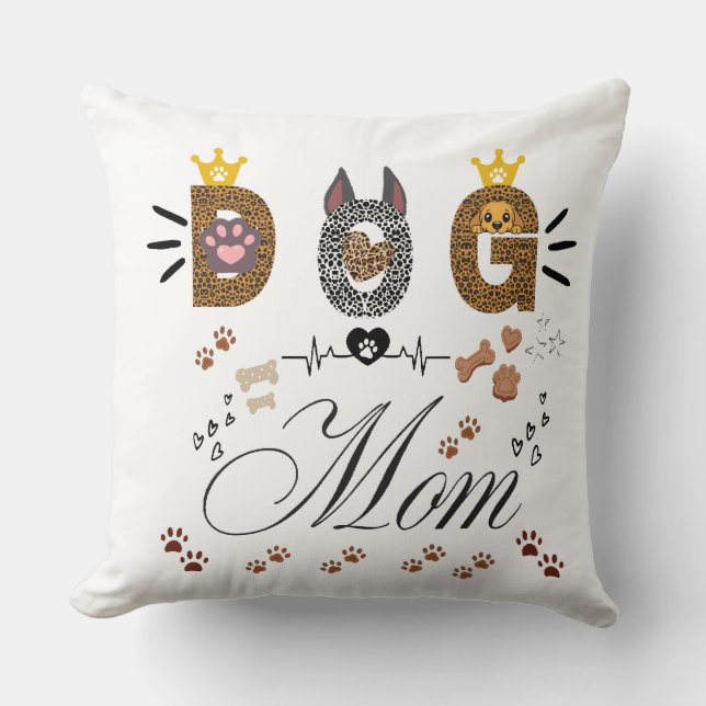 Dog Mom Leopard Print Paw Design/Leopard Dog Mom Kissen (Vorderseite)
