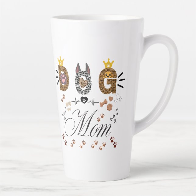 Dog Mom Leopard Print Paw Design/Leopard Dog Mom Milchtasse (Rechts)