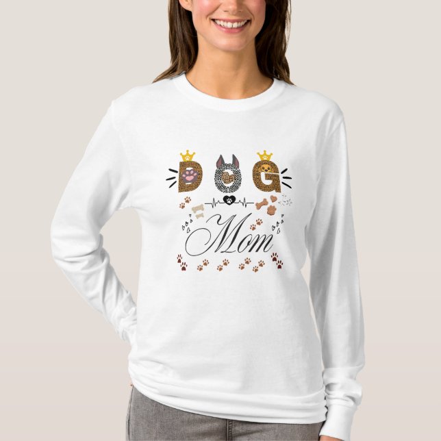 Dog Mom Leopard Print Paw Design/Leopard Dog Mom T-Shirt (Vorderseite)