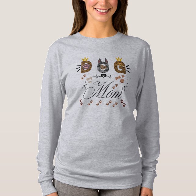 Dog Mom Leopard Print Paw Design/Leopard Dog Mom T-Shirt (Vorderseite)