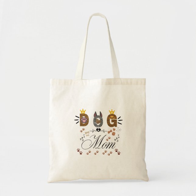 Dog Mom Leopard Print Paw Design/Leopard Dog Mom Tragetasche (Vorne)