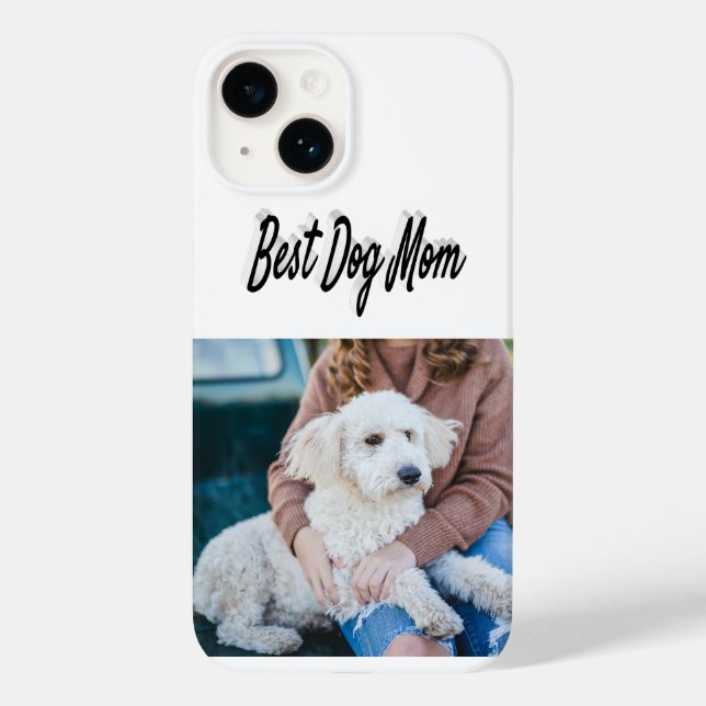 Dog Mom Photo Black  text iPhone Case (Rückseite)