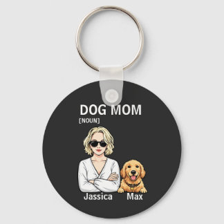 Dog Mom Portrait With Golden Retriever Art Schlüsselanhänger