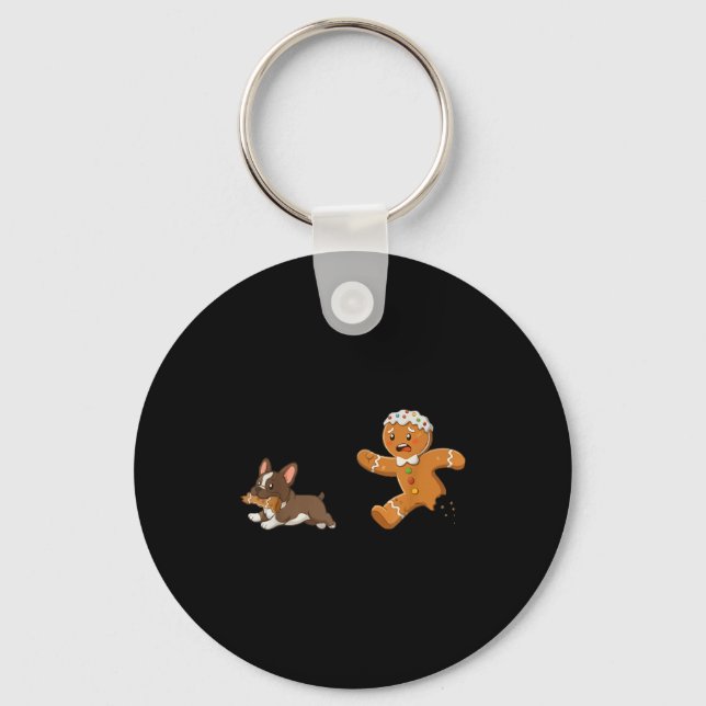 Dog Mom Shirt Gingerbread Chasing French Bulldog C Schlüsselanhänger (Vorderseite)