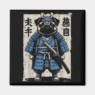 Dog Mops Samurai Funny Japanischer Krieger Kunst M Magnet