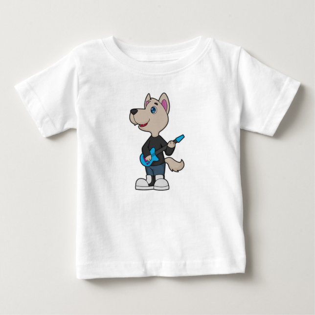 Dog Musician Gitarre Baby T-shirt (Vorderseite)