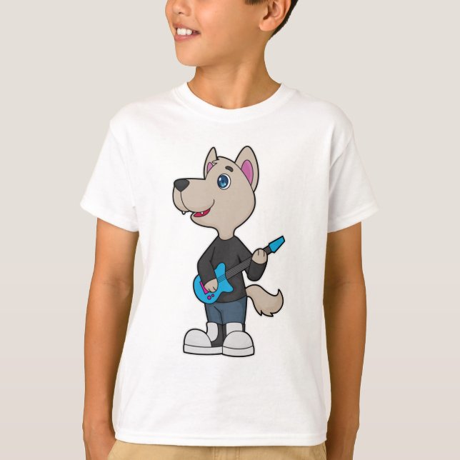 Dog Musician Gitarre T-Shirt (Vorderseite)