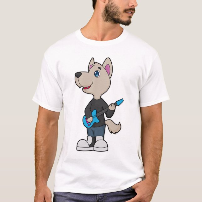 Dog Musician Gitarre T-Shirt (Vorderseite)