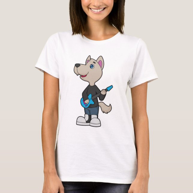 Dog Musician Gitarre T-Shirt (Vorderseite)