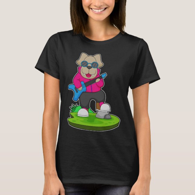 Dog Musician Gitarre T-Shirt (Vorderseite)