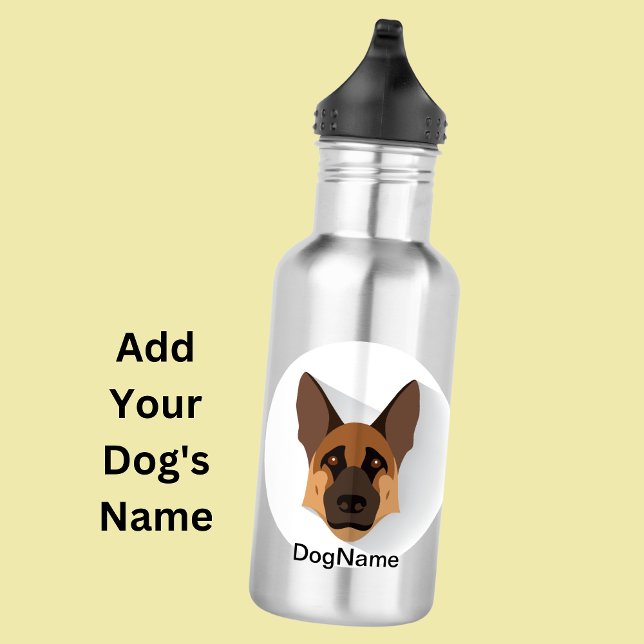 Dog-Name hinzufügen, deutscher Schäferhund GSD Edelstahlflasche (Von Creator hochgeladen)
