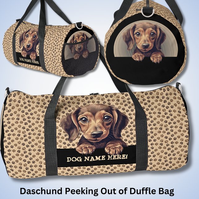Dog-Name oder Ihr Name, Daschund + Paws hinzufügen Duffle Bag (Von Creator hochgeladen)