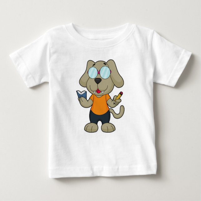 Dog Nerd Book Glasses Baby T-shirt (Vorderseite)