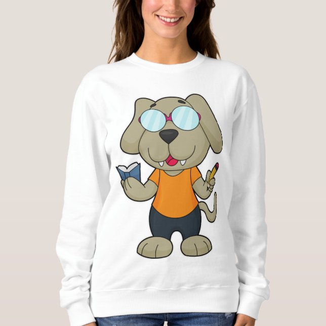 Dog Nerd Book Glasses Sweatshirt (Vorderseite)