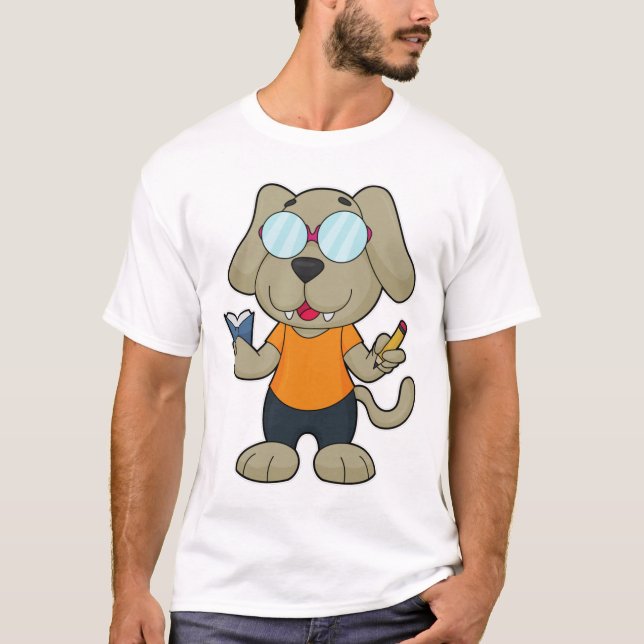 Dog Nerd Book Glasses T-Shirt (Vorderseite)