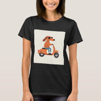 Dog on Scooter - Funny and Stylish Illustration T-Shirt