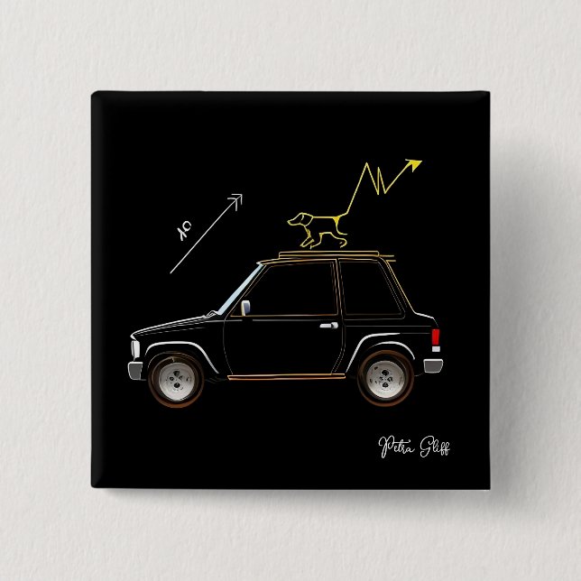 Dog on Wall Street Petra Gliff Square Button (Vorderseite)