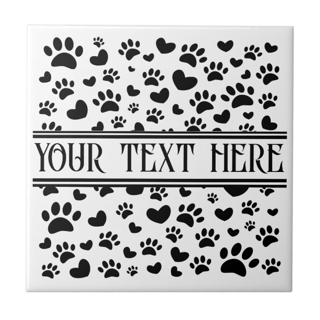 Dog Pad Print und Herz mit Individuelle Name Fliese (Vorderseite)
