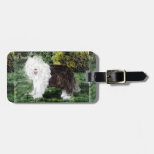 Dog Painting Old English Sheepdog Gepäckanhänger