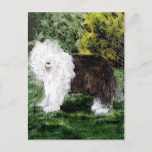 Dog Painting Old English Sheepdog Postkarte