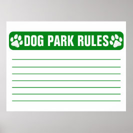 Dog Park Rules Facility Property Poster