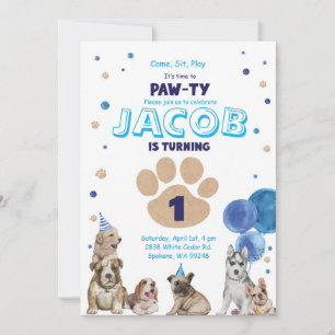 Dog Party Einladung für Jungen