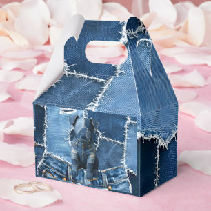 Dog Patchwork Art Denim Geschenkschachtel