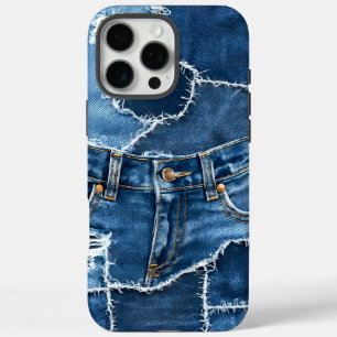 Dog Patchwork Art Denim iPhone 16 Pro Max Hülle