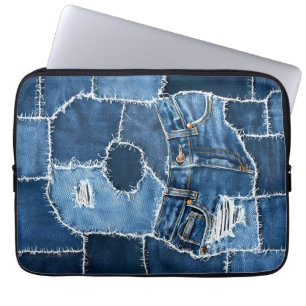 Dog Patchwork Art Denim Laptopschutzhülle