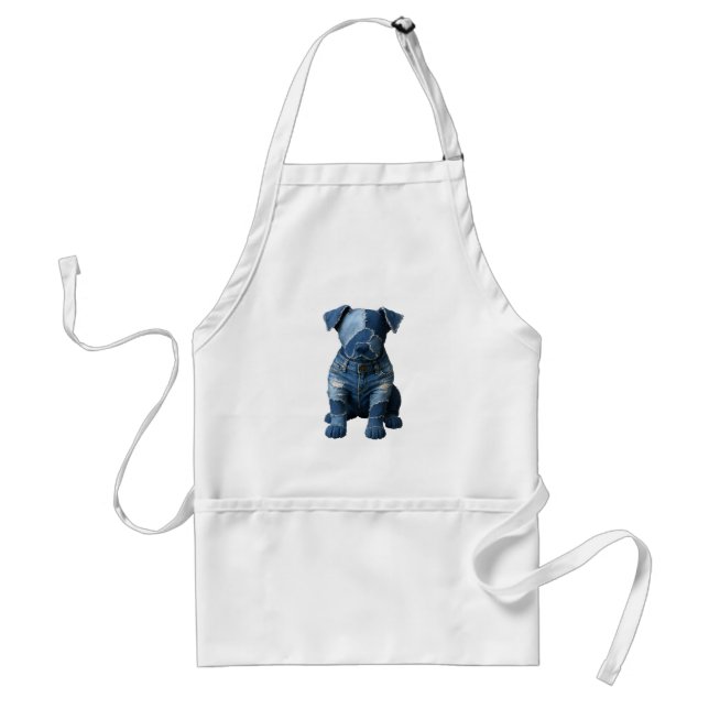 Dog Patchwork Art Denim Schürze (Vorne)