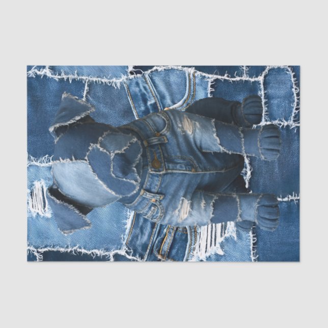 Dog Patchwork Art Denim Seidenpapier (Vorderseite)