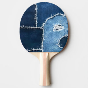 Dog Patchwork Art Denim Tischtennis Schläger