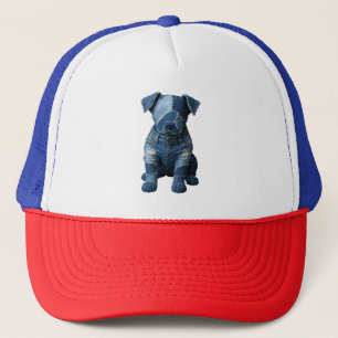 Dog Patchwork Art Denim Truckerkappe