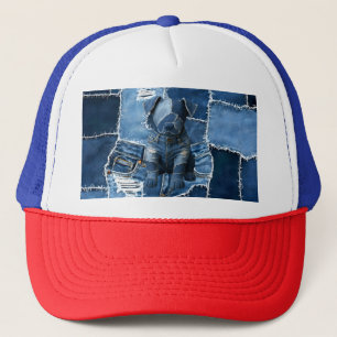 Dog Patchwork Art Denim Truckerkappe