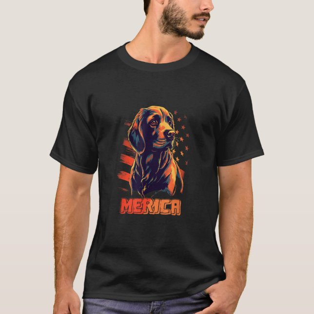 Dog patriotic 4th Of July USA American Flag Merica T-Shirt (Vorderseite)