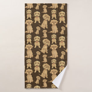 Dog Pattern Brown labradoodle goldendoodle Badehandtuch