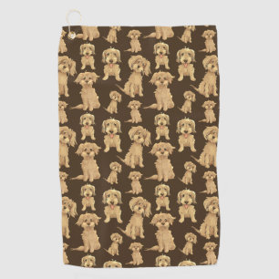 Dog Pattern Brown labradoodle goldendoodle Golfhandtuch