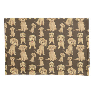 Dog Pattern Brown labradoodle goldendoodle Kissenbezug