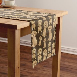 Dog Pattern Brown labradoodle goldendoodle Kurzer Tischläufer