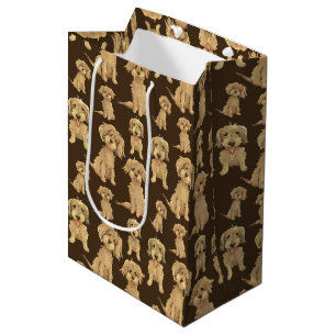 Dog Pattern Brown labradoodle goldendoodle Mittlere Geschenktüte