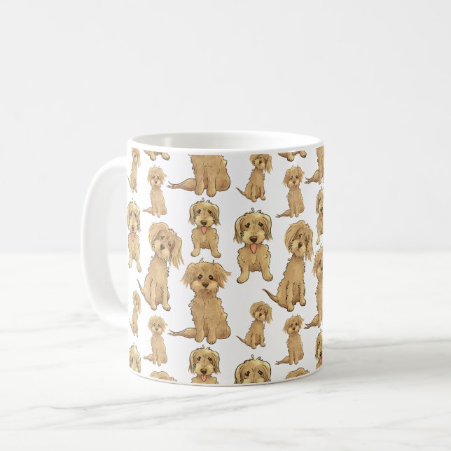 Dog Pattern Brown labradoodle goldendoodle Niedlic Kaffeetasse (Vorderseite Links)