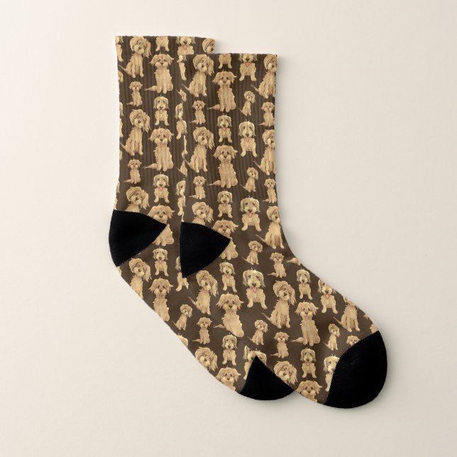 Dog Pattern Brown labradoodle goldendoodle Socken (Paar)
