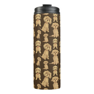 Dog Pattern Brown labradoodle goldendoodle Thermosbecher